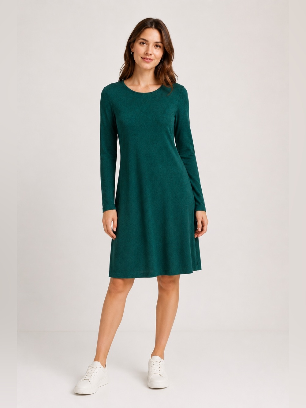 Old Navy Womens XL Green Plush Knit A Line Dress Long Sleeve Knee Length new NWT